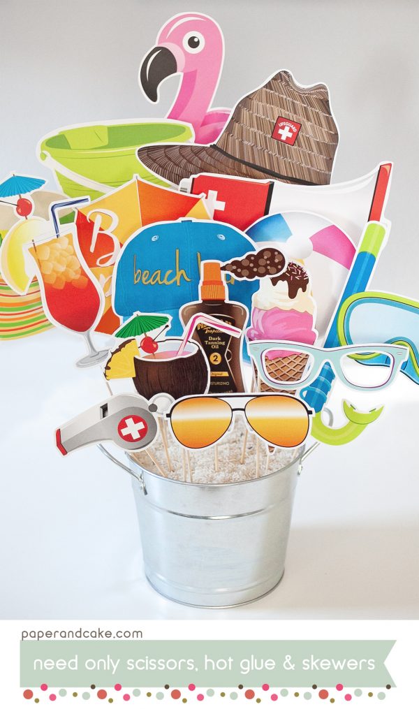 Beach Party Printable Photo Booth Props - Paper and Cake