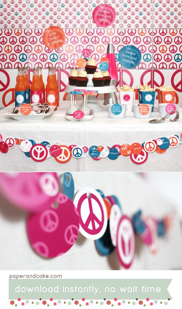 Peace, Love and Party Printable Birthday