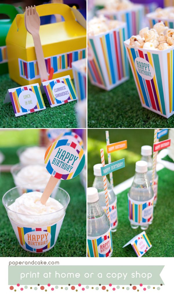 Mod Stripe Printable Birthday Party - Paper and Cake