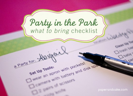 Party Spotlight Party In The Park Checklist Paper And Cake Paper And Cake