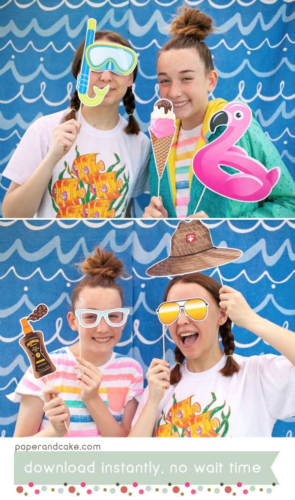 Beach Party Printable Photo Booth Props - Paper and Cake