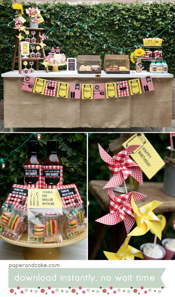 BBQ Printable Party - Paper and Cake