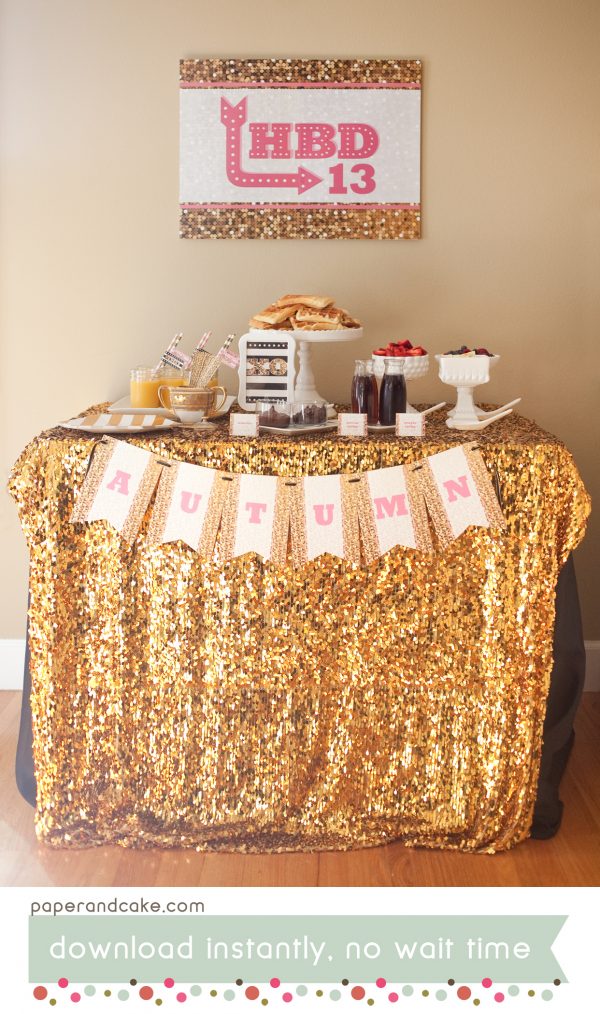 Pink and Gold Glitter Printable Party