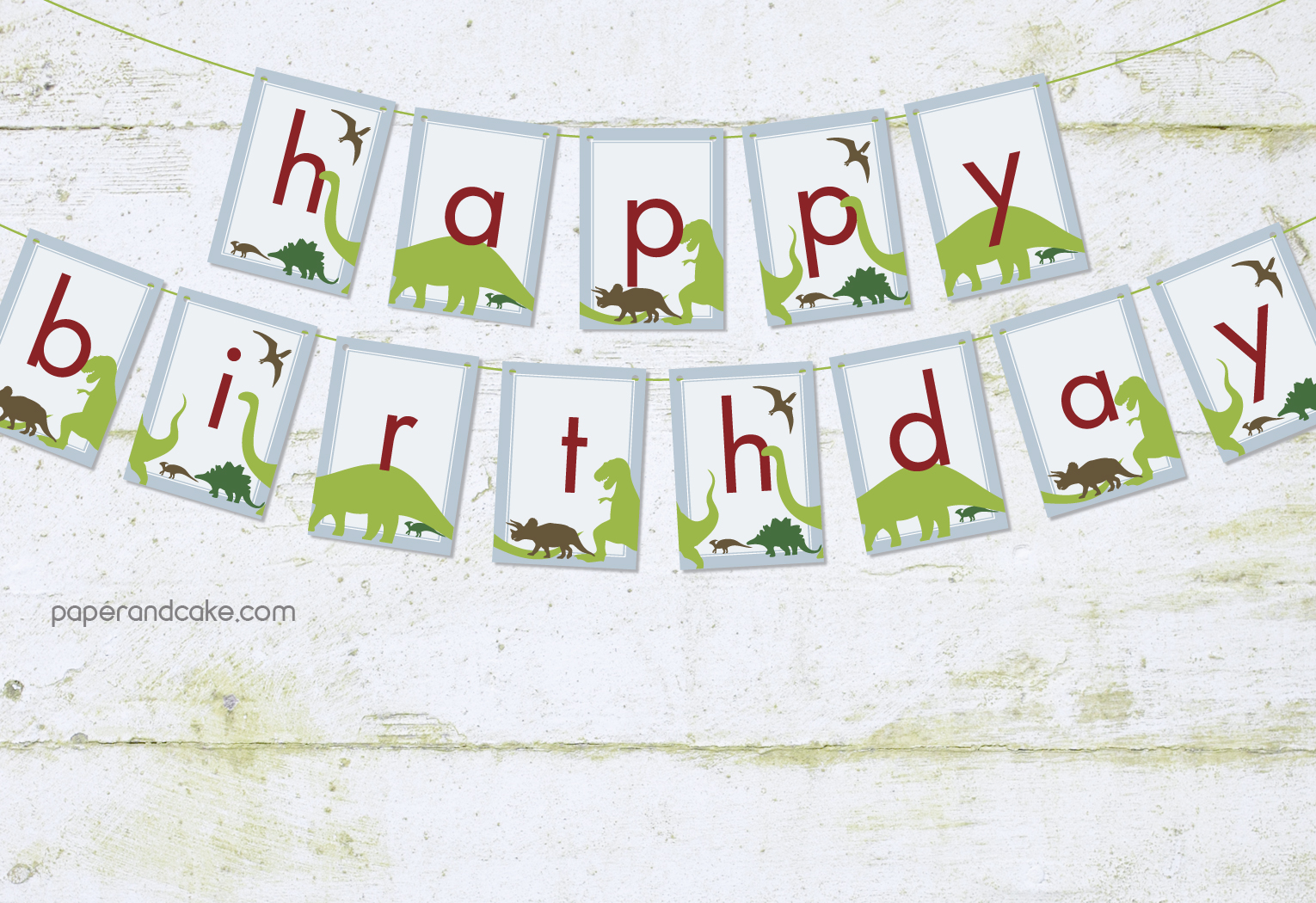 Download Dinosaur Dig Happy Birthday Pennant Banner - Paper and ...