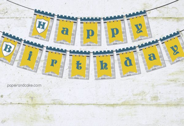 Medieval Knights Happy Birthday Pennant Banner - Paper and Cake