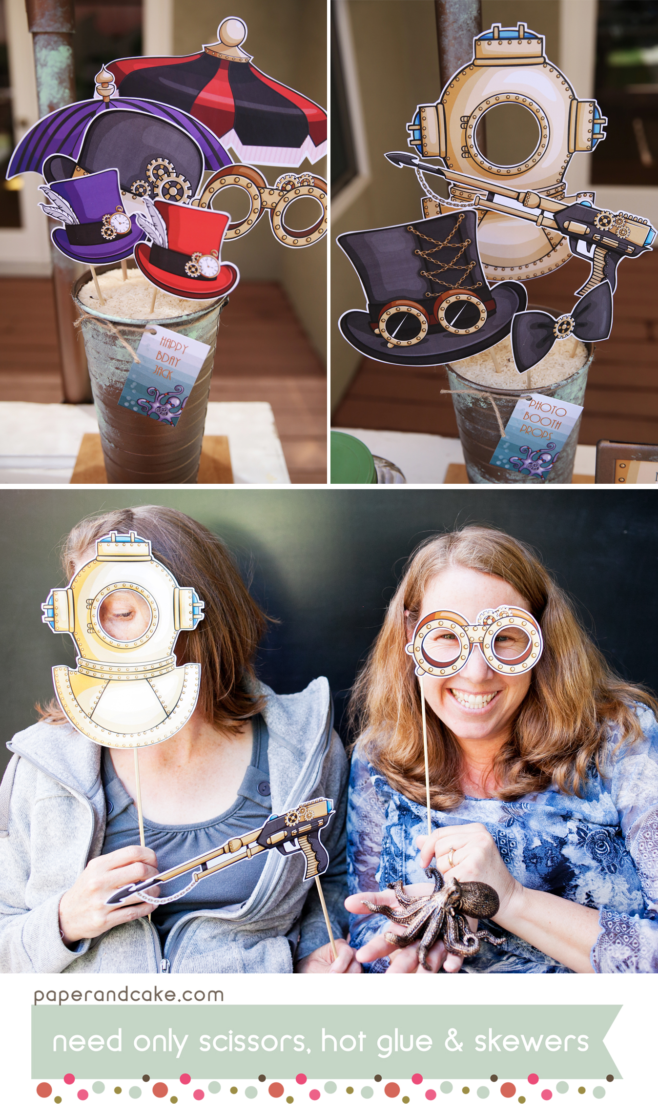 marine steampunk printable photo booth props