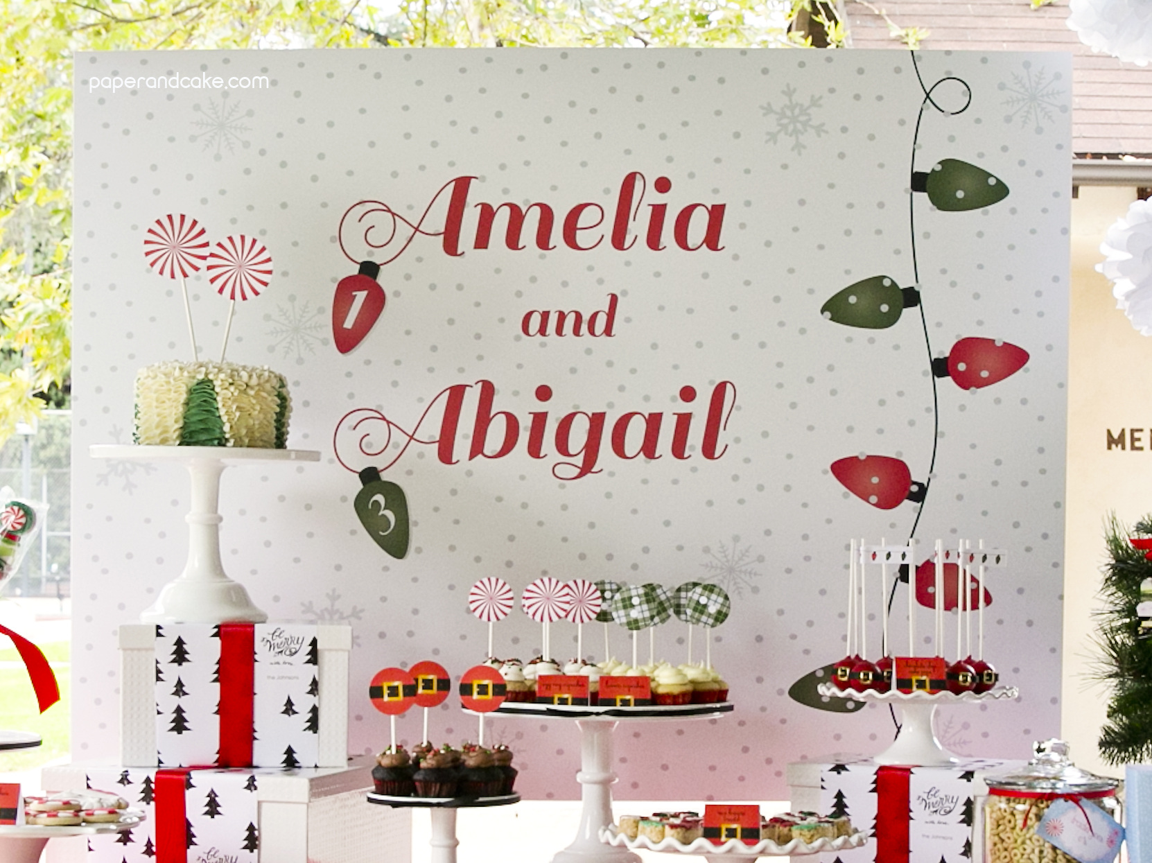 Peppermint and Plaid Party Backdrop Banner