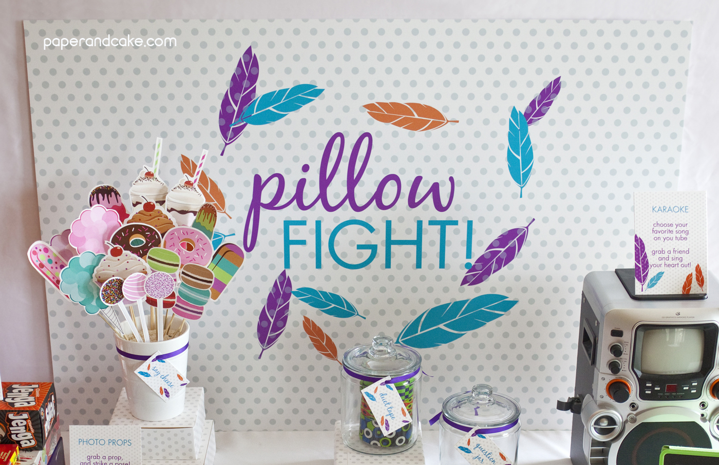 Pillow Fight Birthday Backdrop Banner