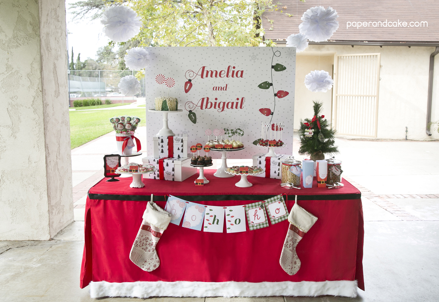 Peppermint and Plaid Party Backdrop Banner