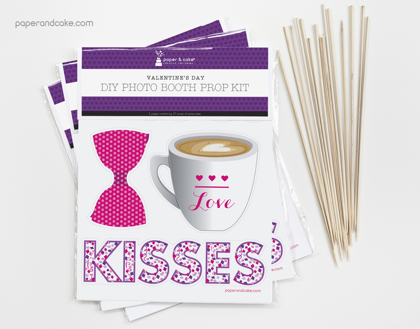 Valentine's Day Photo Booth Props DIY Kit