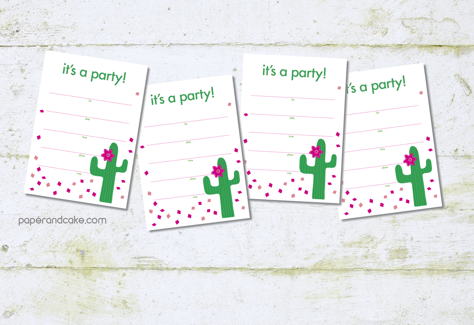 cactus fill-in invitations