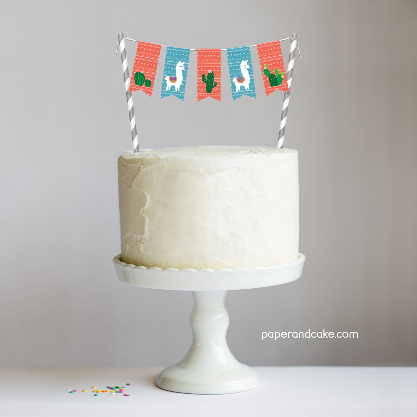 Alpaca Mini-Bunting Cake Topper