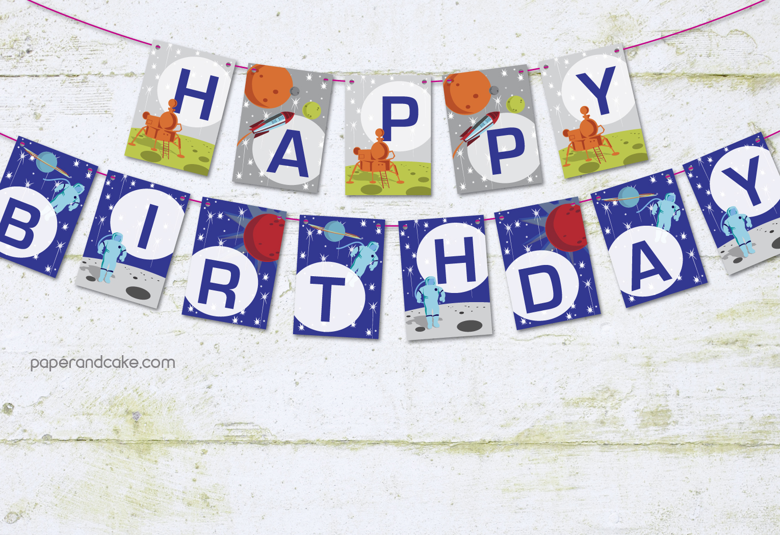 Space Happy Birthday Pennant Banner