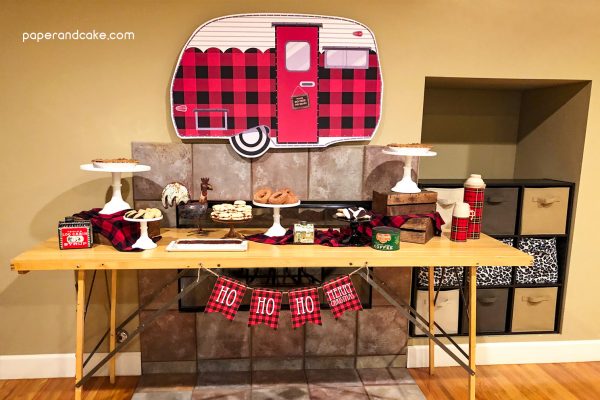 Buffalo Plaid Travel Trailer Backdrop Banner - Paper and Cake