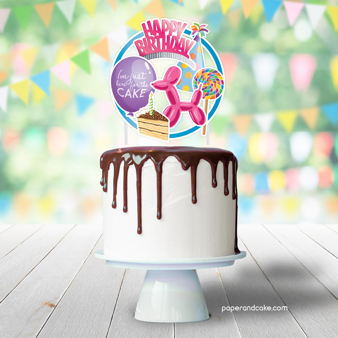 Happy Birthday Cake topper - Paper and Cake
